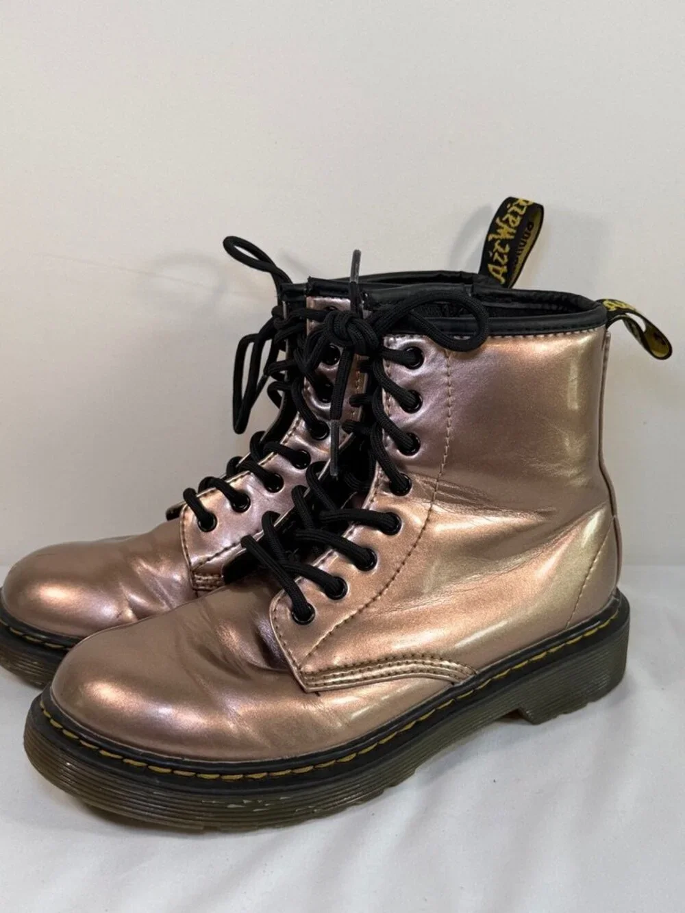 Dr DOC Martens 1460 Metallic Rose Gold Boots Girls US 2